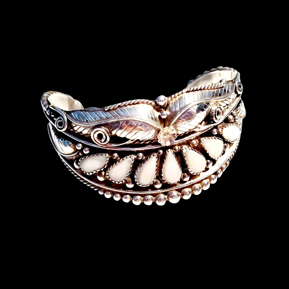 925 Silver Navajo Vintage Mother Of Pearl Bracelet